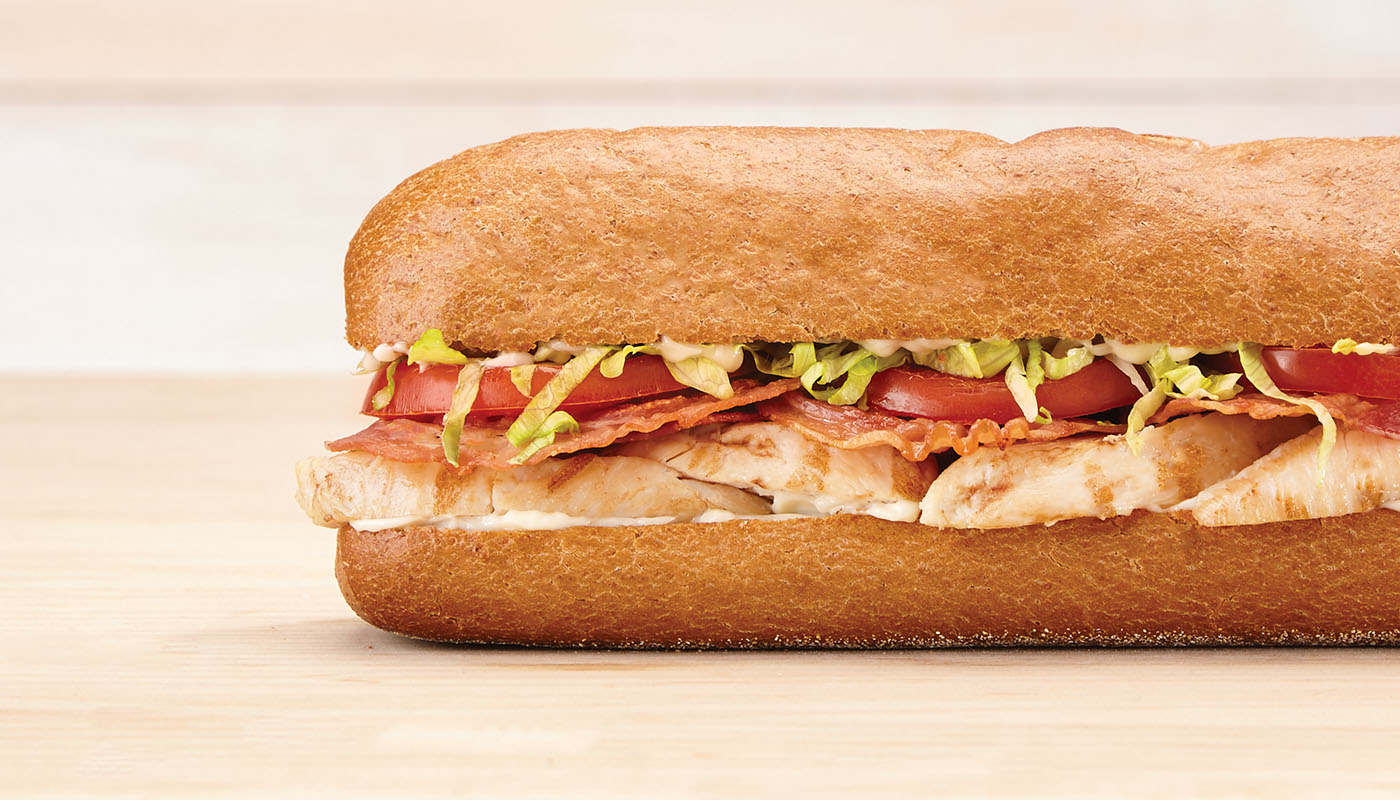 Order 6" All Natural Grilled Chicken Breast w/Bacon Club Sub (526cal) food online from Quickchek store, Phillipsburg on bringmethat.com