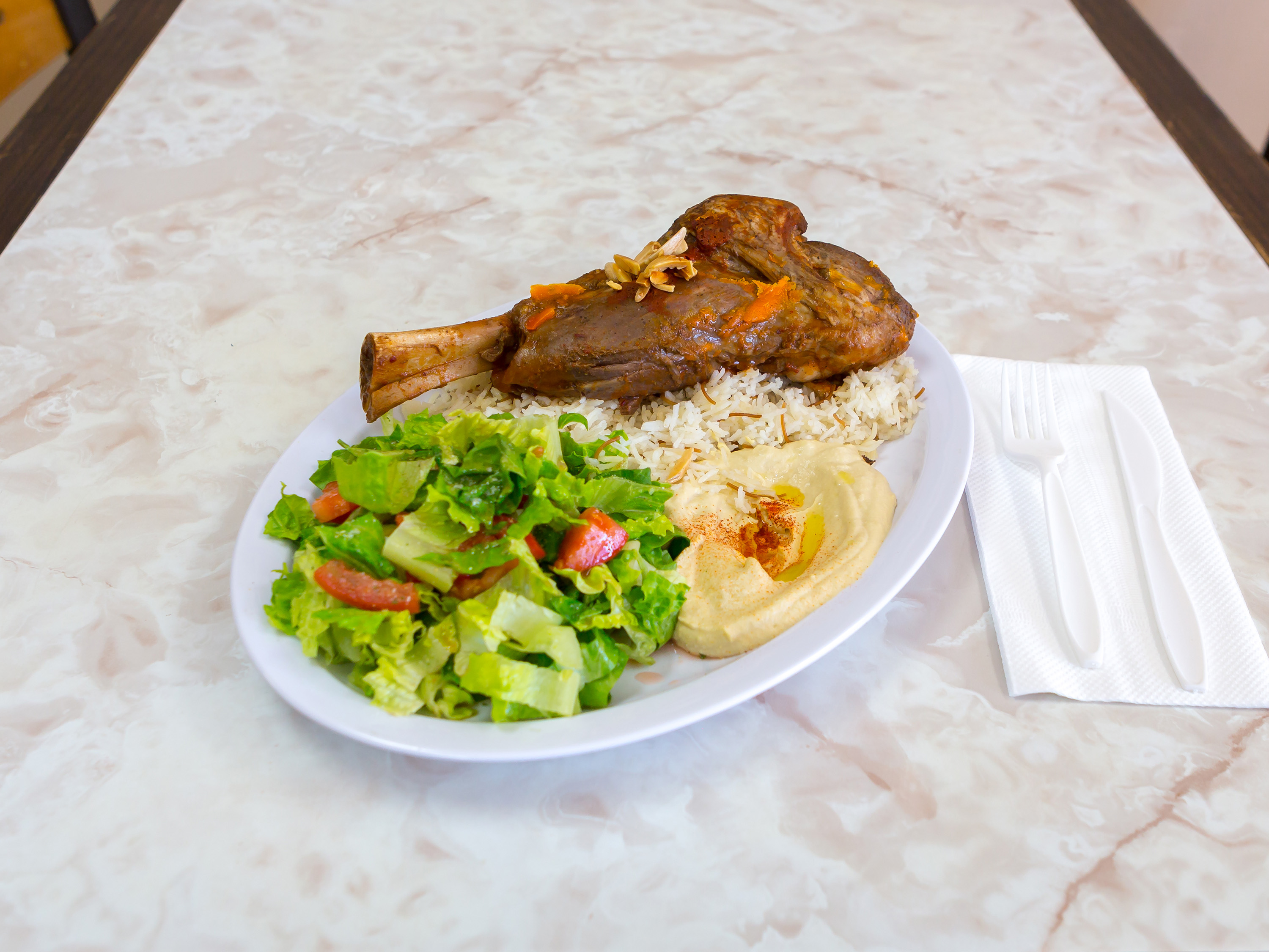 Order Lamb Shank Plate food online from Al-Reef Mediterranean Grill store, Murrieta on bringmethat.com