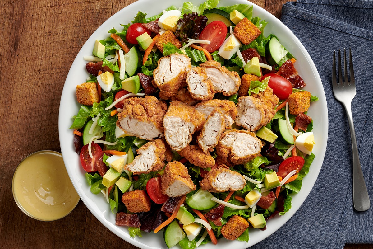 Order CHICKEN CLUB SALAD food online from 54th Street Grill and Bar store, Wentzville on bringmethat.com