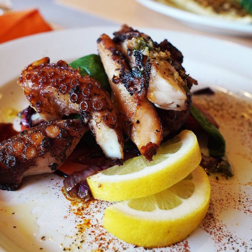 Order Grilled Octopus - Appetizer food online from Sapore Woodfire Pizza & Restaurant store, Ventnor City on bringmethat.com
