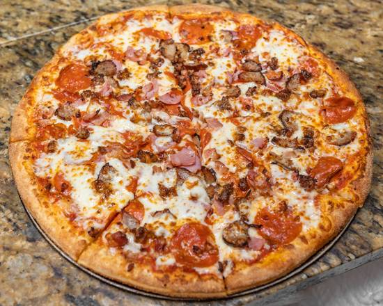 Order Large 14" Meat Lover's Pizza food online from Mangia Bene Pizza store, Tampa on bringmethat.com