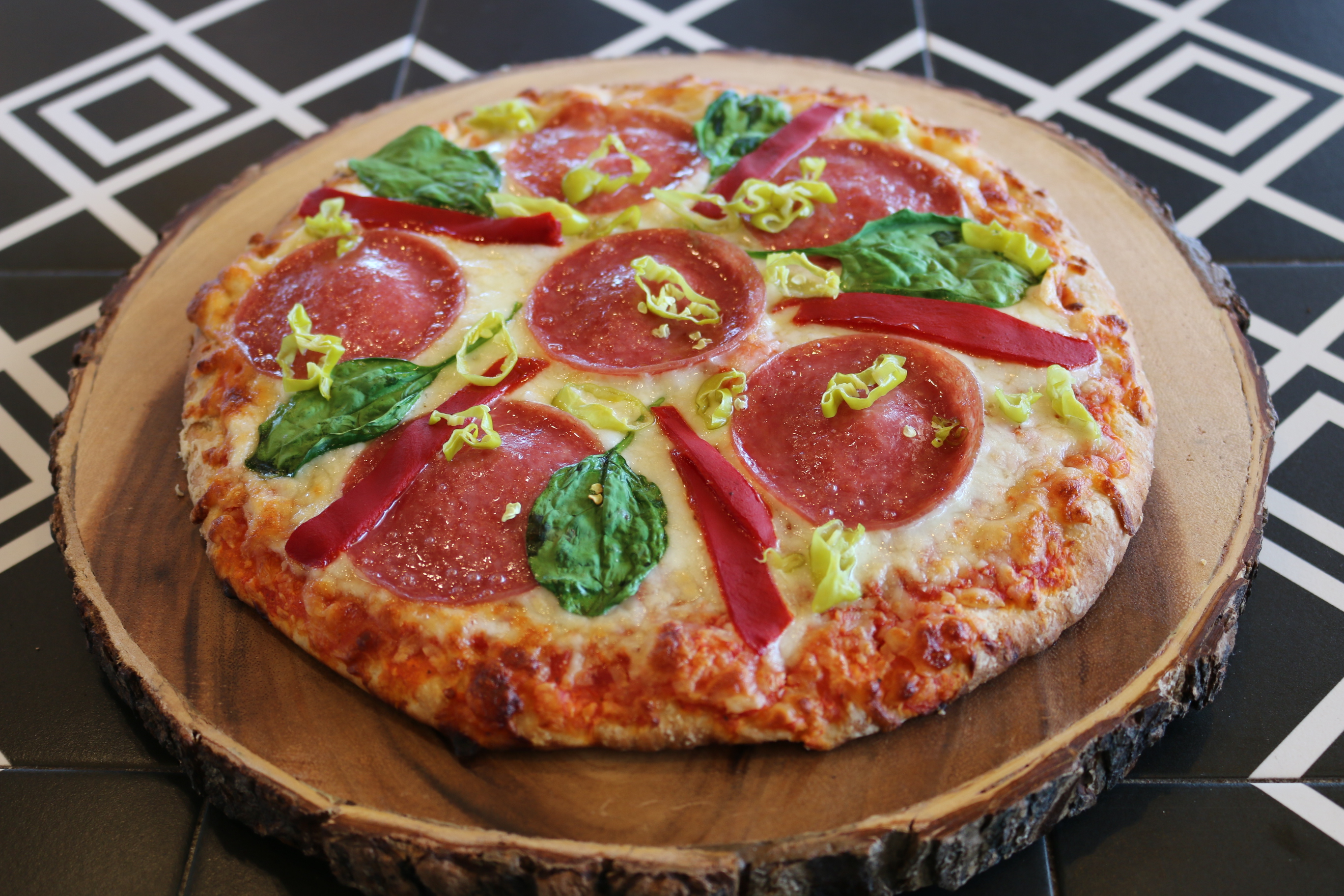 Order Tuscan Salami Pizza food online from Chickpeas Mediterranean store, Las Vegas on bringmethat.com