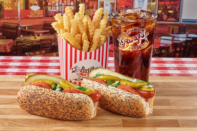 Order Famous Meal #2: Two Hot Dogs food online from Portillo's Hot Dogs store, Villa Park on bringmethat.com