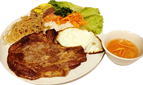 Order R4. Charbroiled Pork Chop and Shredded Pork Skin food online from Pho Thanh Nhi store, Cedar Park on bringmethat.com