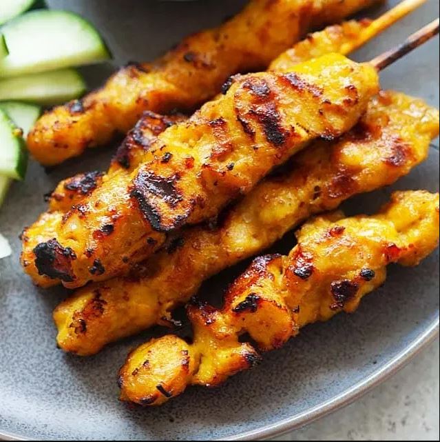 Order A14 Chicken Satay (5pc) food online from Pho Vieng store, Fort Worth on bringmethat.com