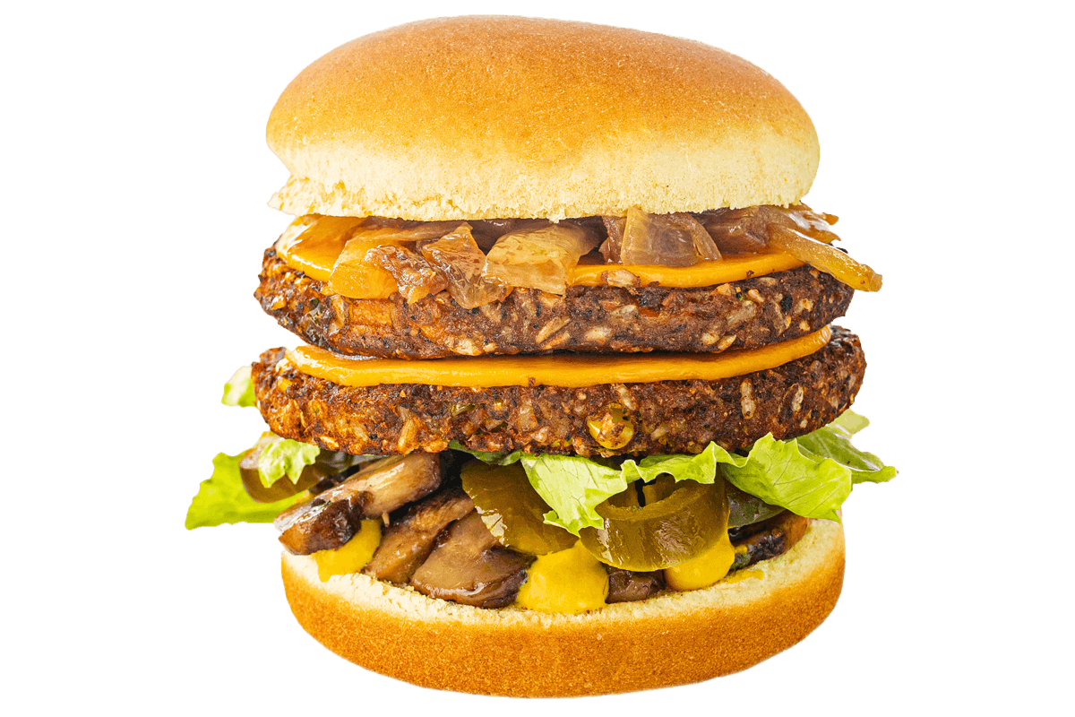 Order Double Vegan Burger food online from Elevation Burger store, Reading on bringmethat.com
