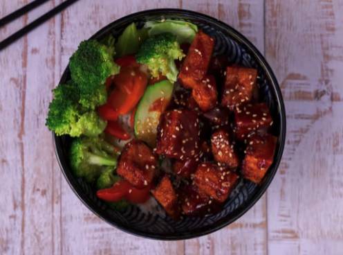 Order Spicy Tofu Rice Bowl food online from Corner Park Cafe store, Santa Rosa on bringmethat.com