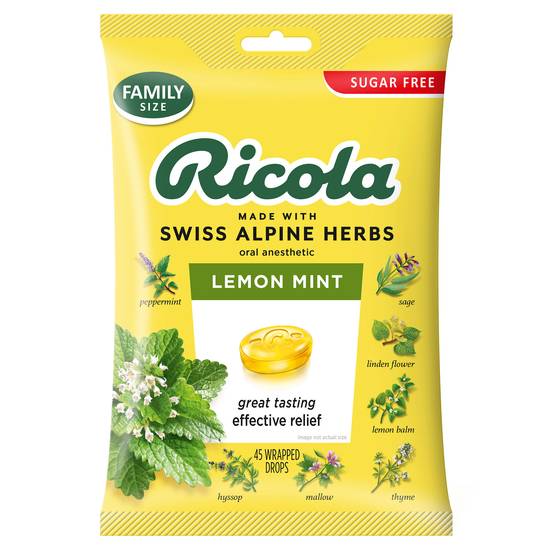 Order Ricola Herb Throat Drops Sugar Free Lemon Mint (45 ct) food online from Rite Aid store, CANBY on bringmethat.com