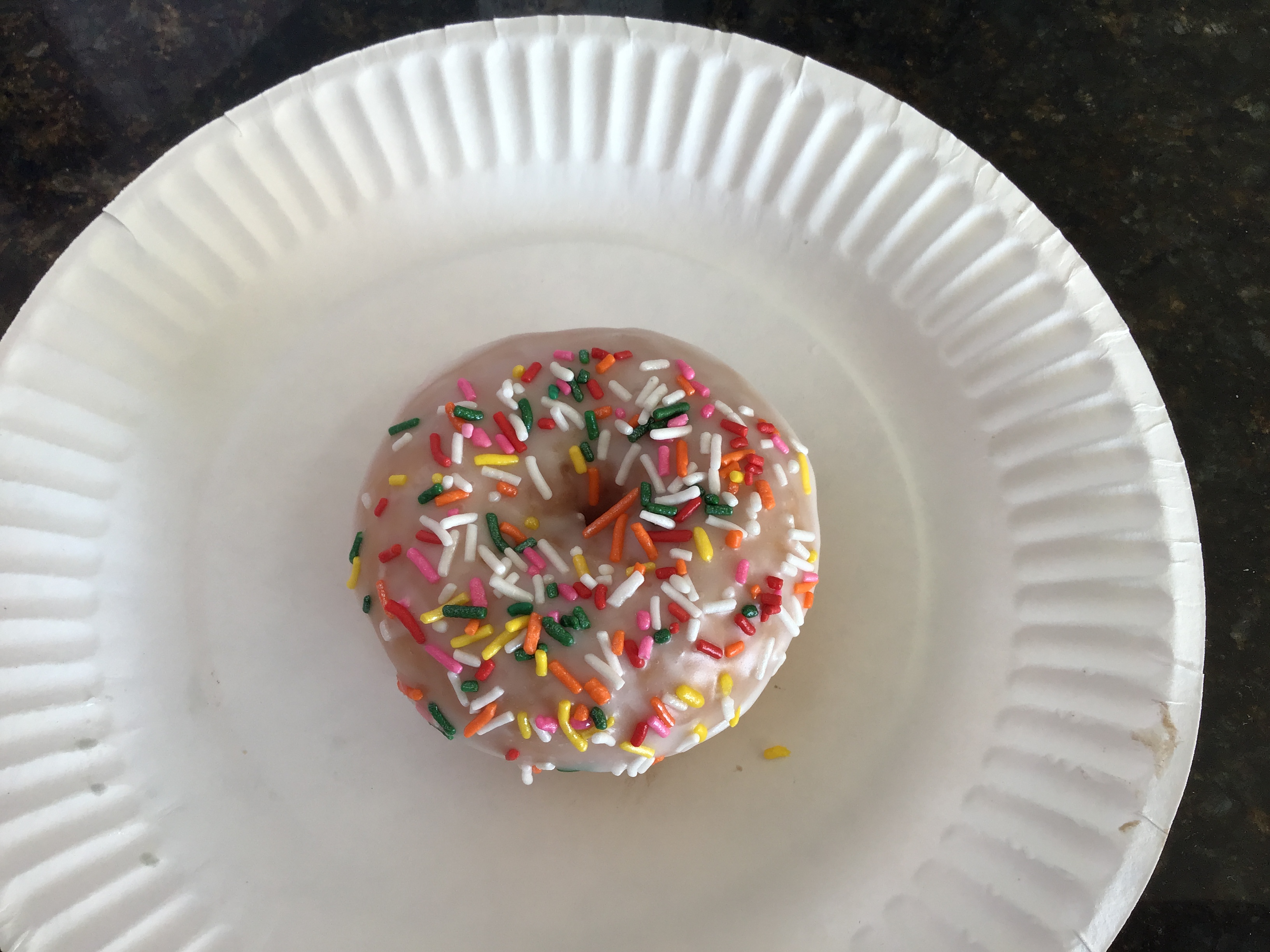 Order Cake with Vanilla Sprinkle Donut food online from Donut Basket store, Modesto on bringmethat.com