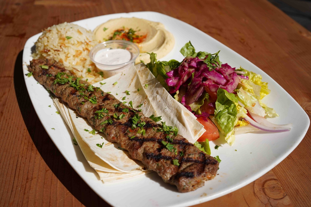 Order Adana  Kebab Plate food online from Pasha Mediterranean store, Redwood City on bringmethat.com
