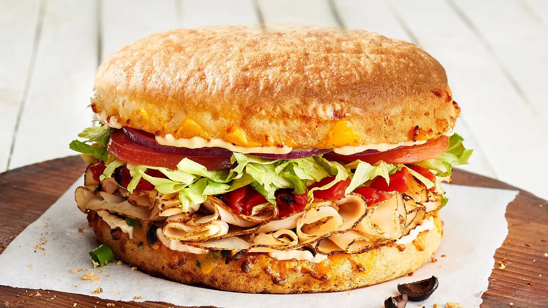 Order Fiesta+ Sandwich - Small food online from Schlotzsky store, Lockhart on bringmethat.com