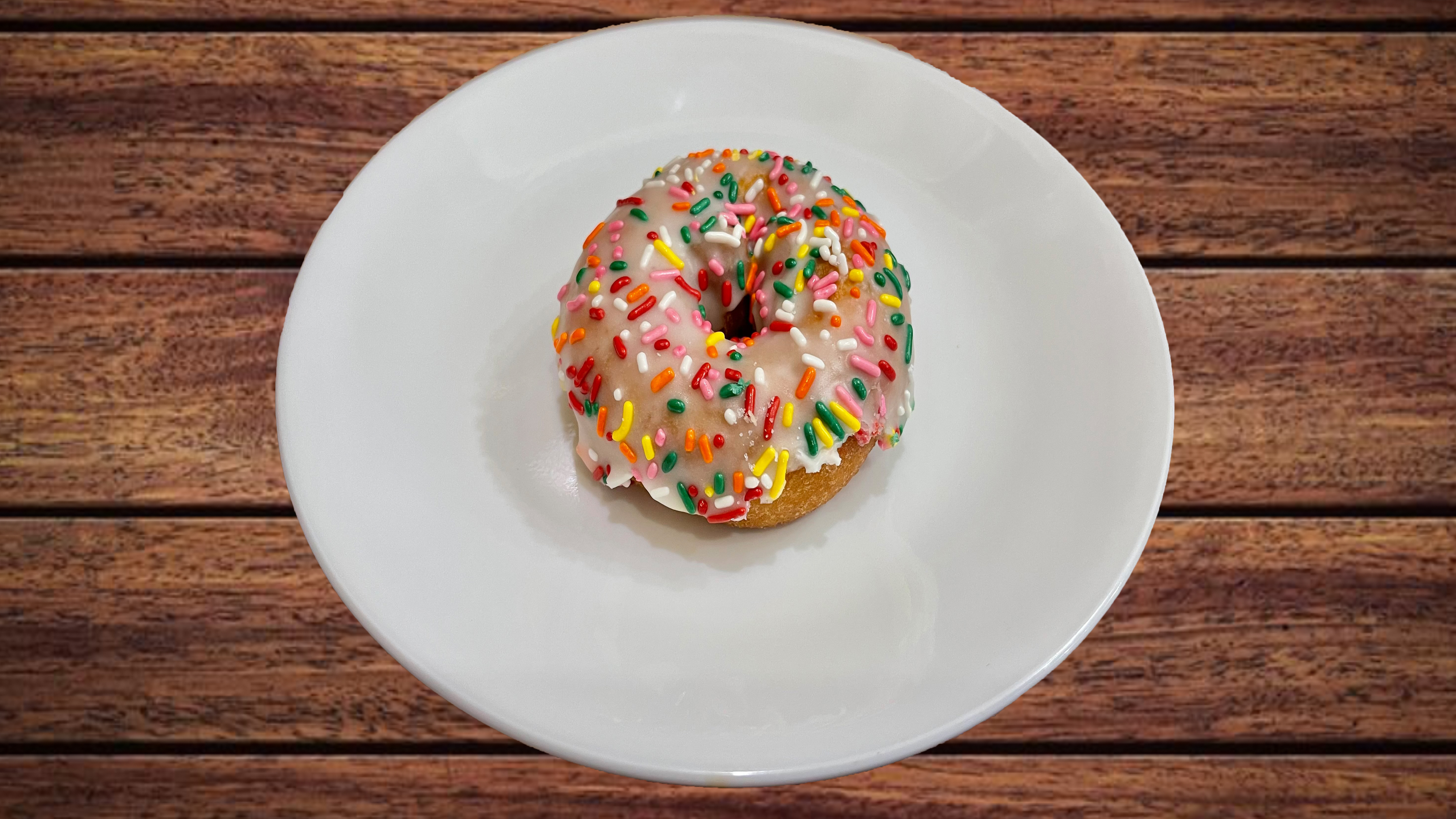 Order Vanilla Sprinkle Cake food online from Glaze Donuts And Bagel Sandwiches store, San Francisco on bringmethat.com
