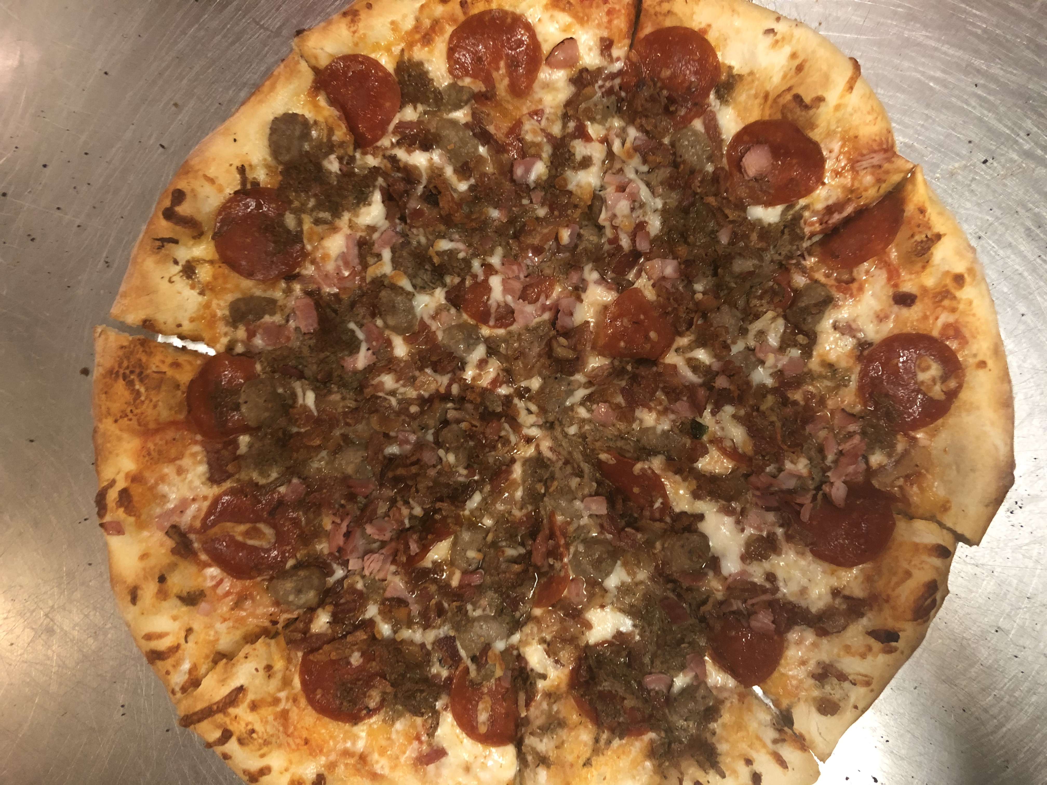 Order All Meat Pizza 10” personal food online from Fabulous Pizza store, Valdosta on bringmethat.com