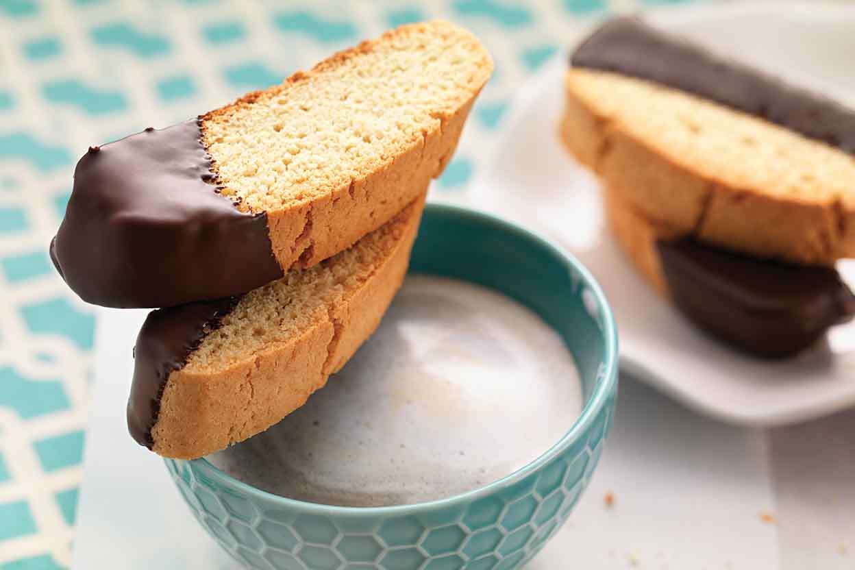 Order Chocolate Dip Biscotti food online from The Mayflower Bakery store, Linthicum Heights on bringmethat.com