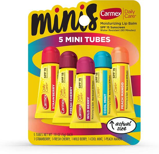 Order Carmex Mini Tubes Lip Balm (0.18 oz x 5 ct) food online from Rite Aid store, Cortland on bringmethat.com
