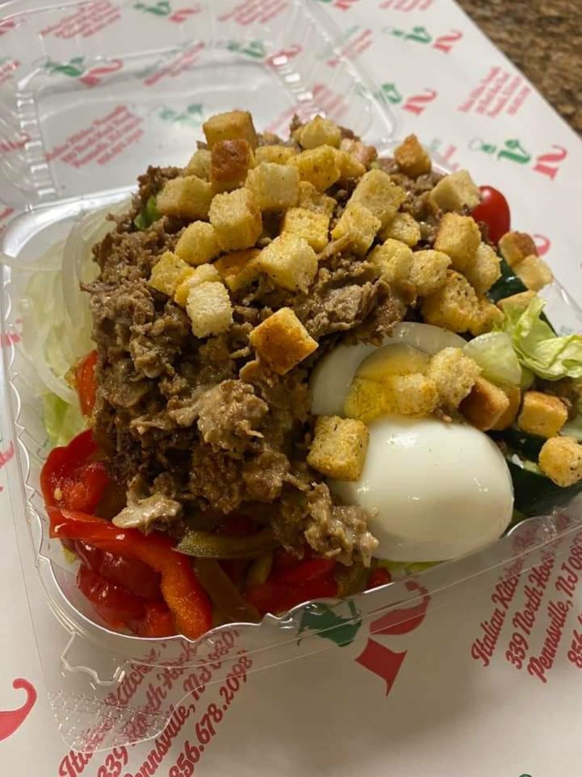 Order Cheesesteak Salad food online from Italian Kitchen store, Pennsville on bringmethat.com