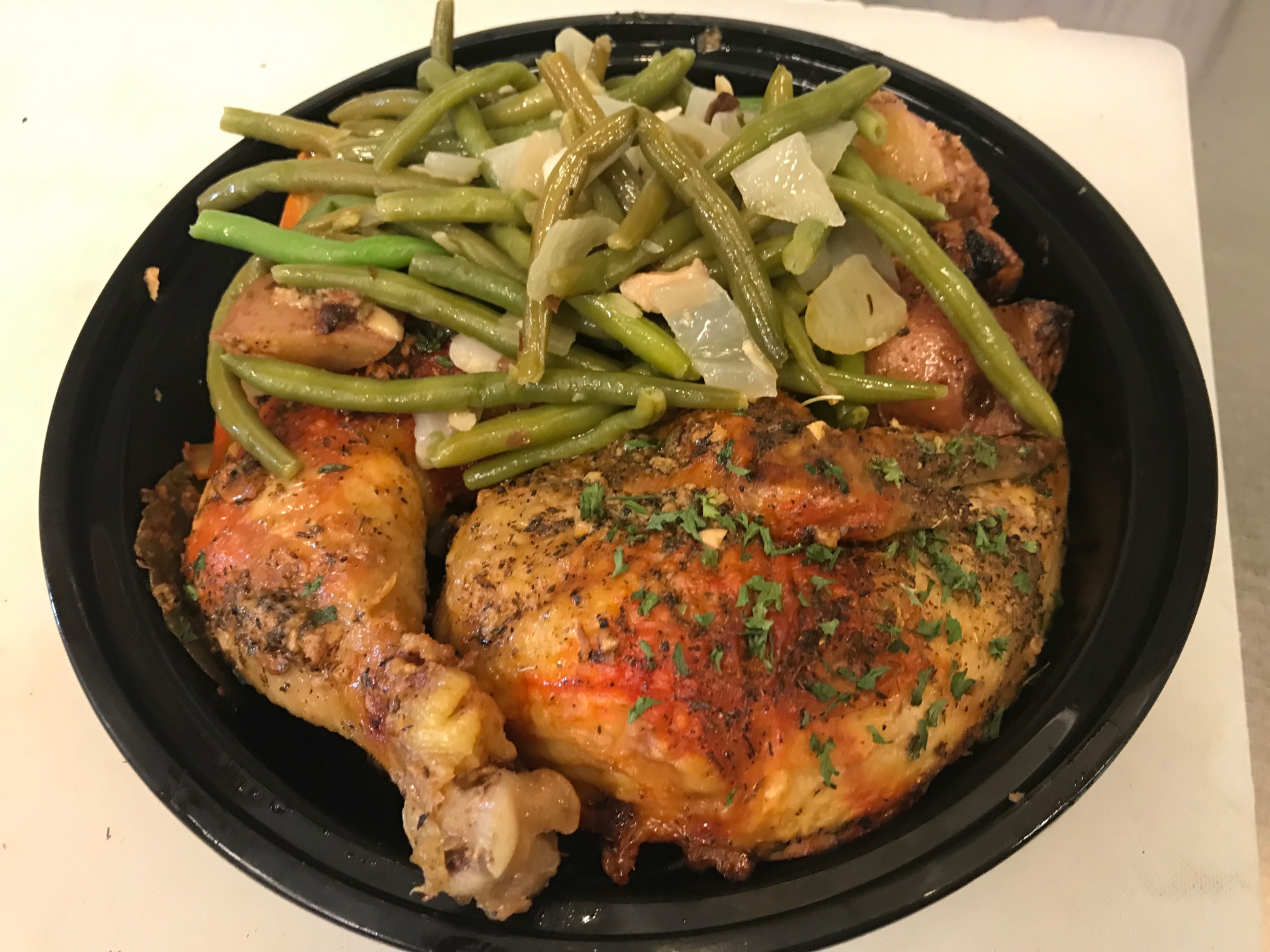 Order Roasted Half Chicken with 1 Side food online from Christopher Deli & Caterers store, Mount Holly on bringmethat.com