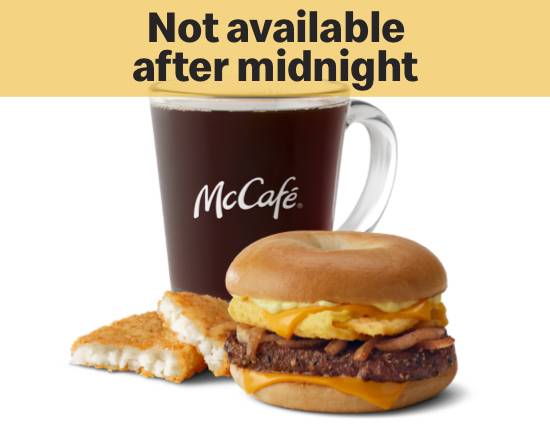 Order Steak Egg Cheese Bagel Meal food online from Mcdonald'S® store, LOWER BURRELL on bringmethat.com