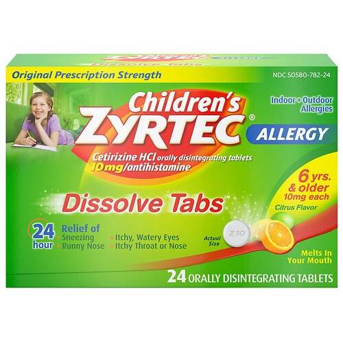 Order Zyrtec 24 Hour Allergy Dissolve Tablets Citrus - 24.0 ea food online from Walgreens store, Augusta on bringmethat.com