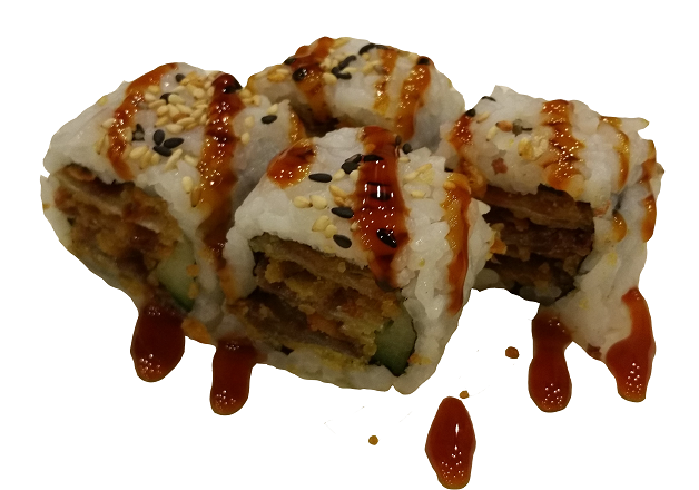 Order Salmon Skin Roll ( 4 pc ) food online from Oishii Sushi store, Springfield on bringmethat.com
