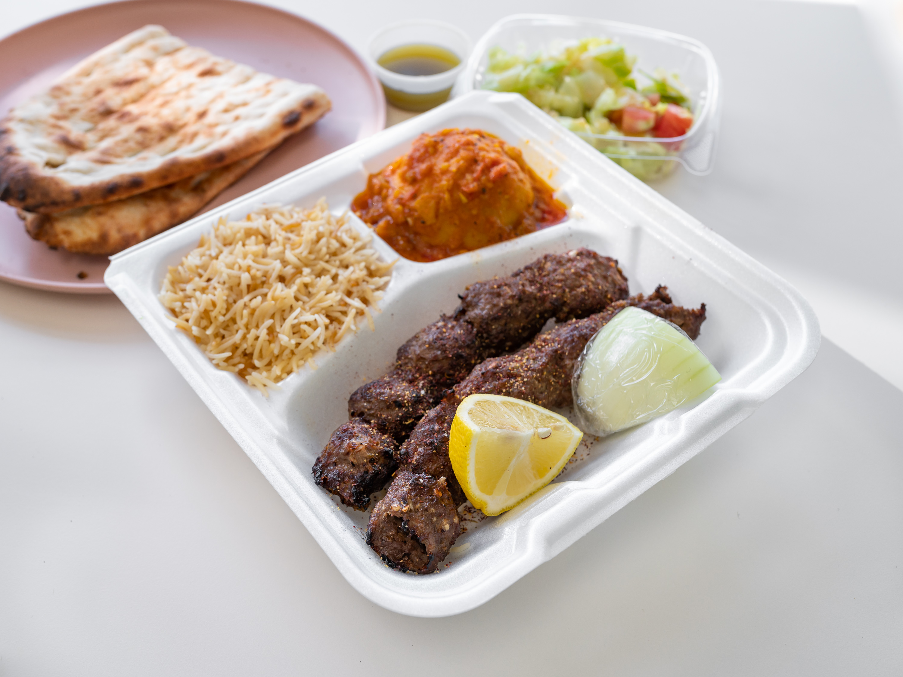 Order 3. Kubideh Kabob Special food online from Kabob Restaurant store, Fredericksburg on bringmethat.com