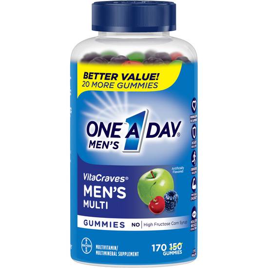 Order One A Day Men's VitaCraves Multivitamin Gummies (170 ct) food online from Rite Aid store, Palm Desert on bringmethat.com
