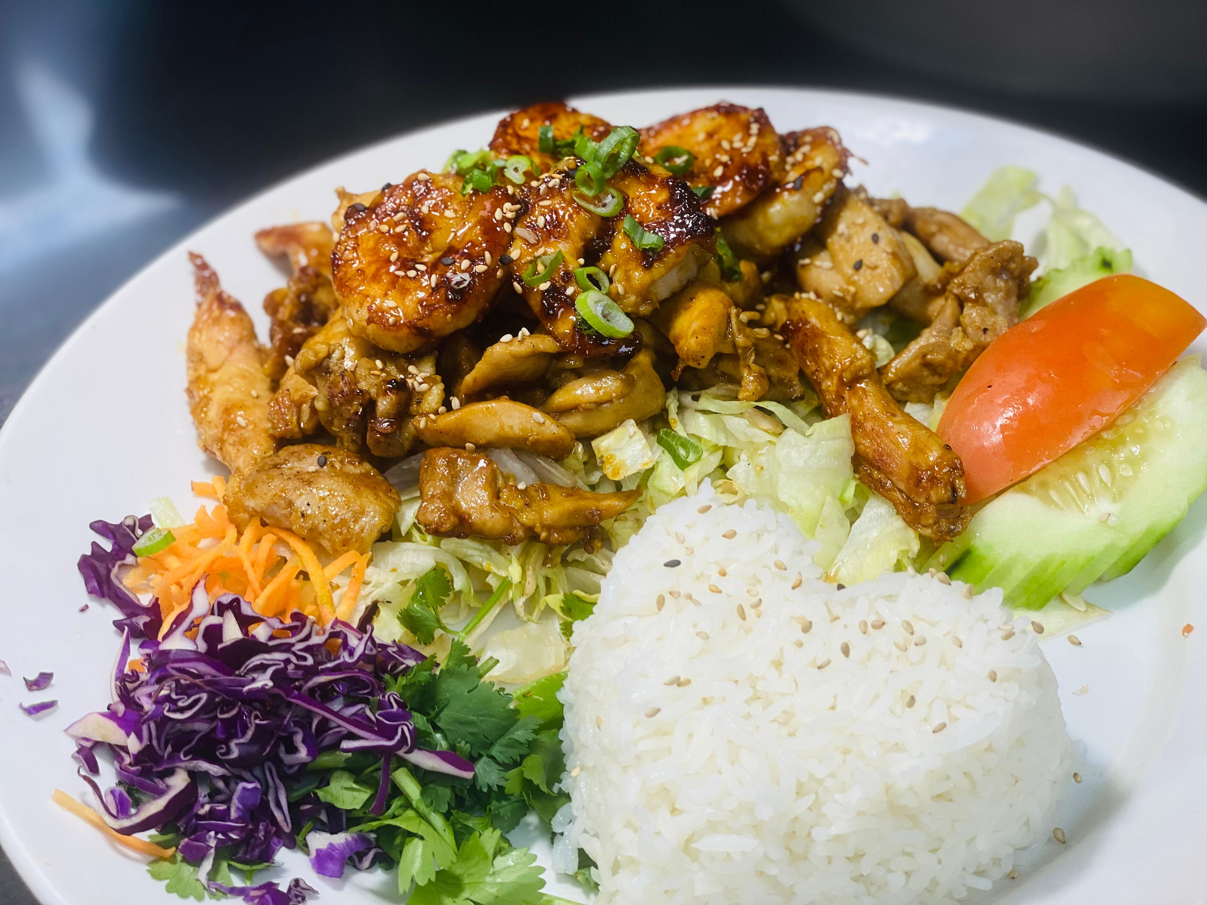 Order Thai Grilled Combo food online from Tong's Thai Restaurant store, San Antonio on bringmethat.com