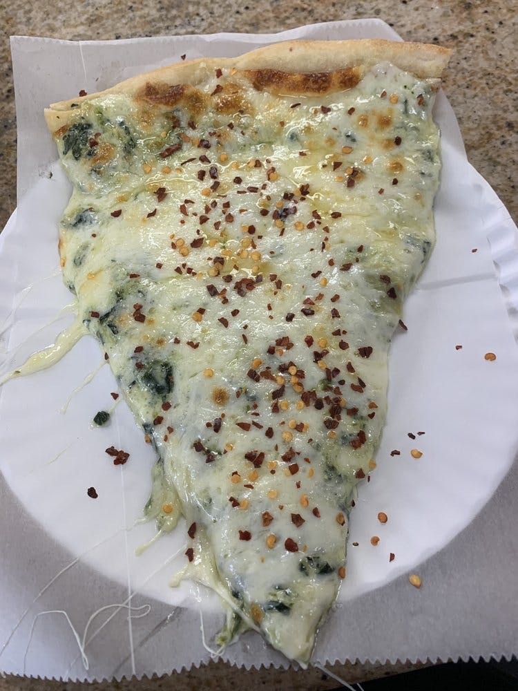 Order Spinach & Artichoke Pizza Slice - Slice food online from Tony's Pizza store, Brooklyn on bringmethat.com