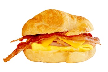 Order #87. Ham, Bacon, Egg and Cheese Croissant food online from Lee Sandwiches store, Artesia on bringmethat.com
