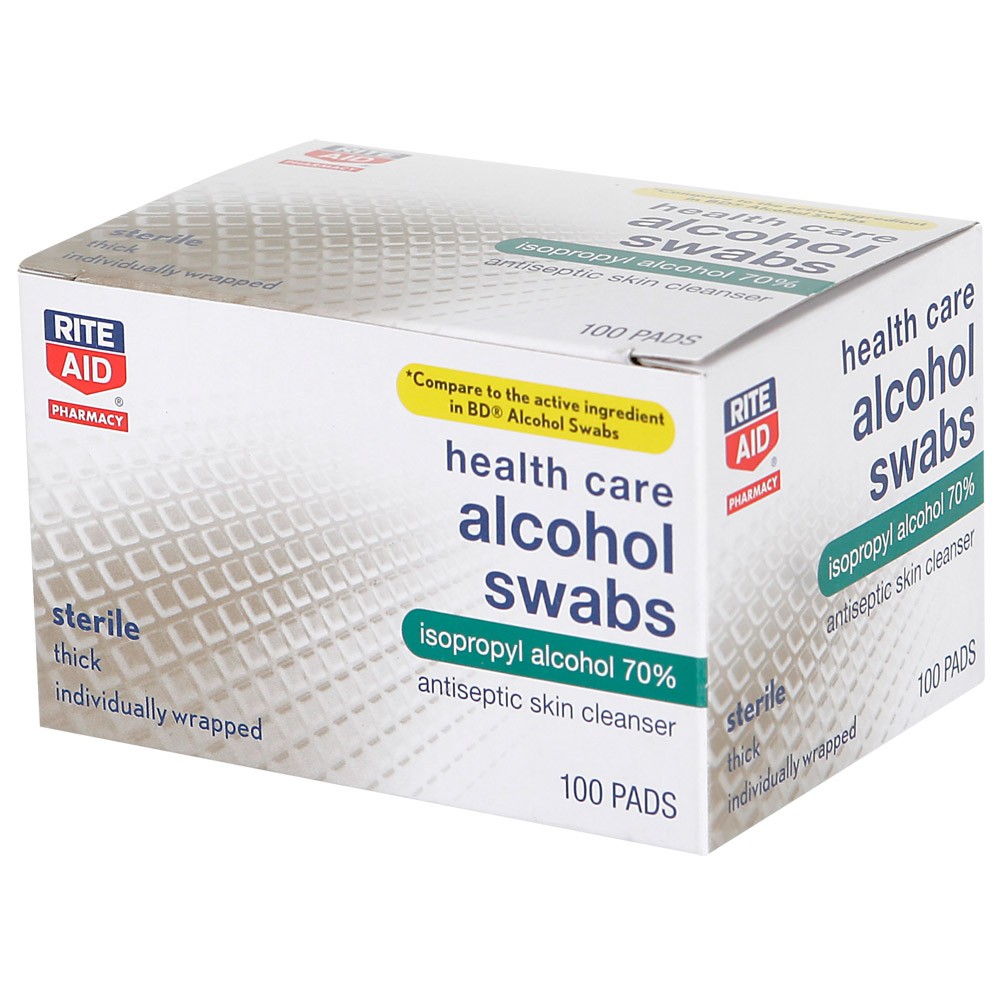 Order Rite Aid Health Care Alcohol Swabs, Antiseptic Skin Cleanser - 100 ct food online from Bartell store, Edmonds on bringmethat.com