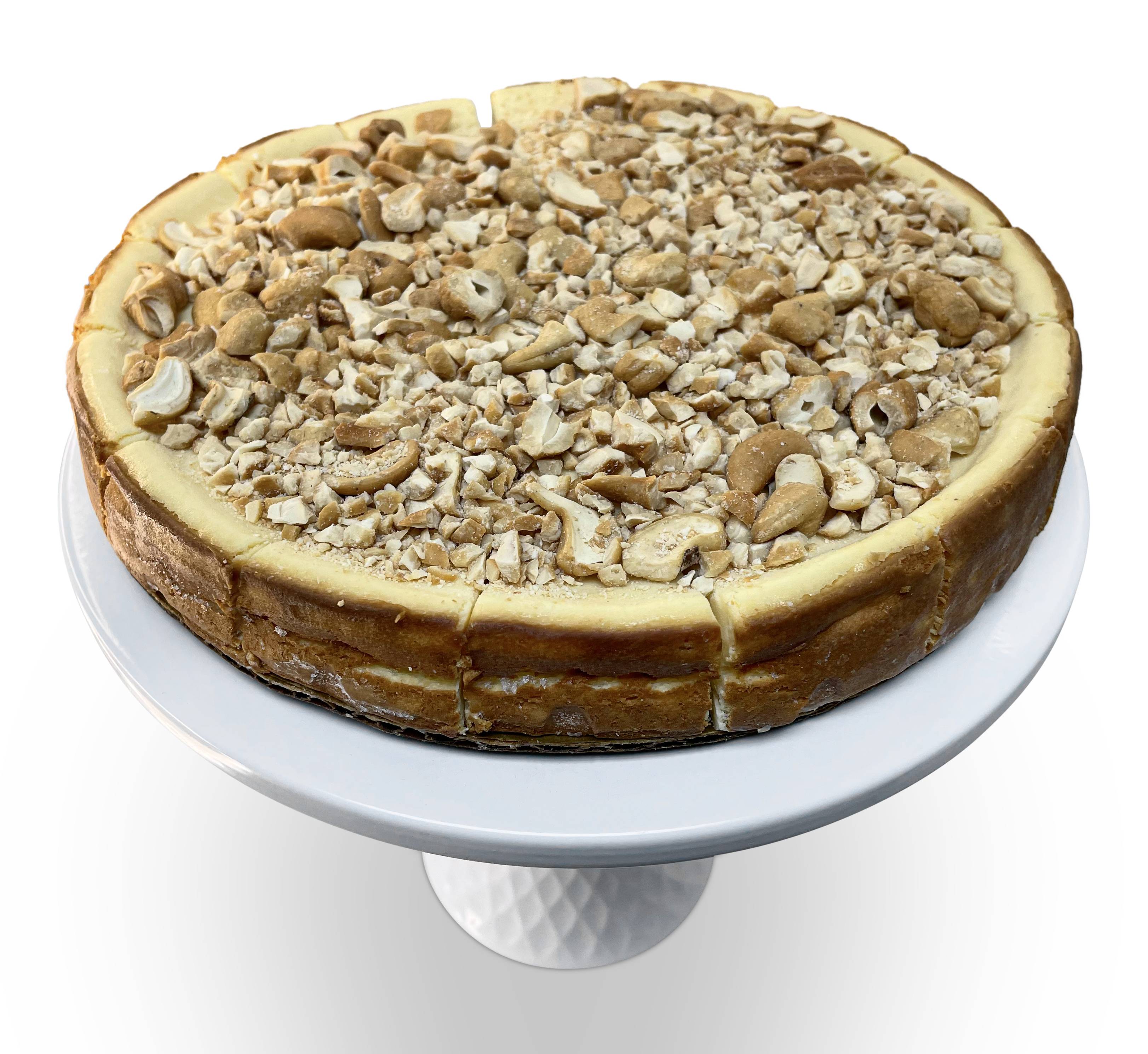 Order ROASTED CASHEW CHEESECAKE 9" - 2 LBS GIFT BOX food online from Andy Anand Chocolates store, Chino on bringmethat.com
