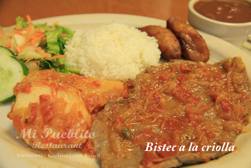 Order Bistec a la Criolla food online from Mi Pueblito Restaurant store, Houston on bringmethat.com
