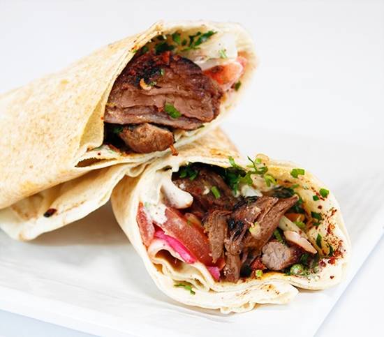 Order Lamb Kebab Wrap food online from Sunnin Lebanese Cafe store, Los Angeles on bringmethat.com