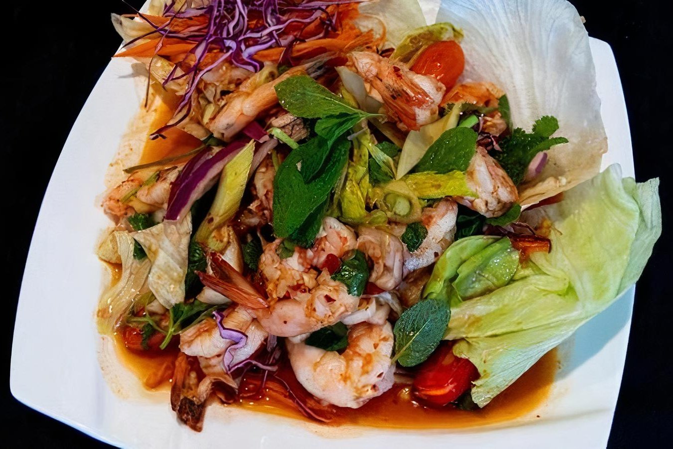 Order 20 - SPICY SHRIMP OR SQUID SALAD food online from Thaibodia store, Campbell on bringmethat.com