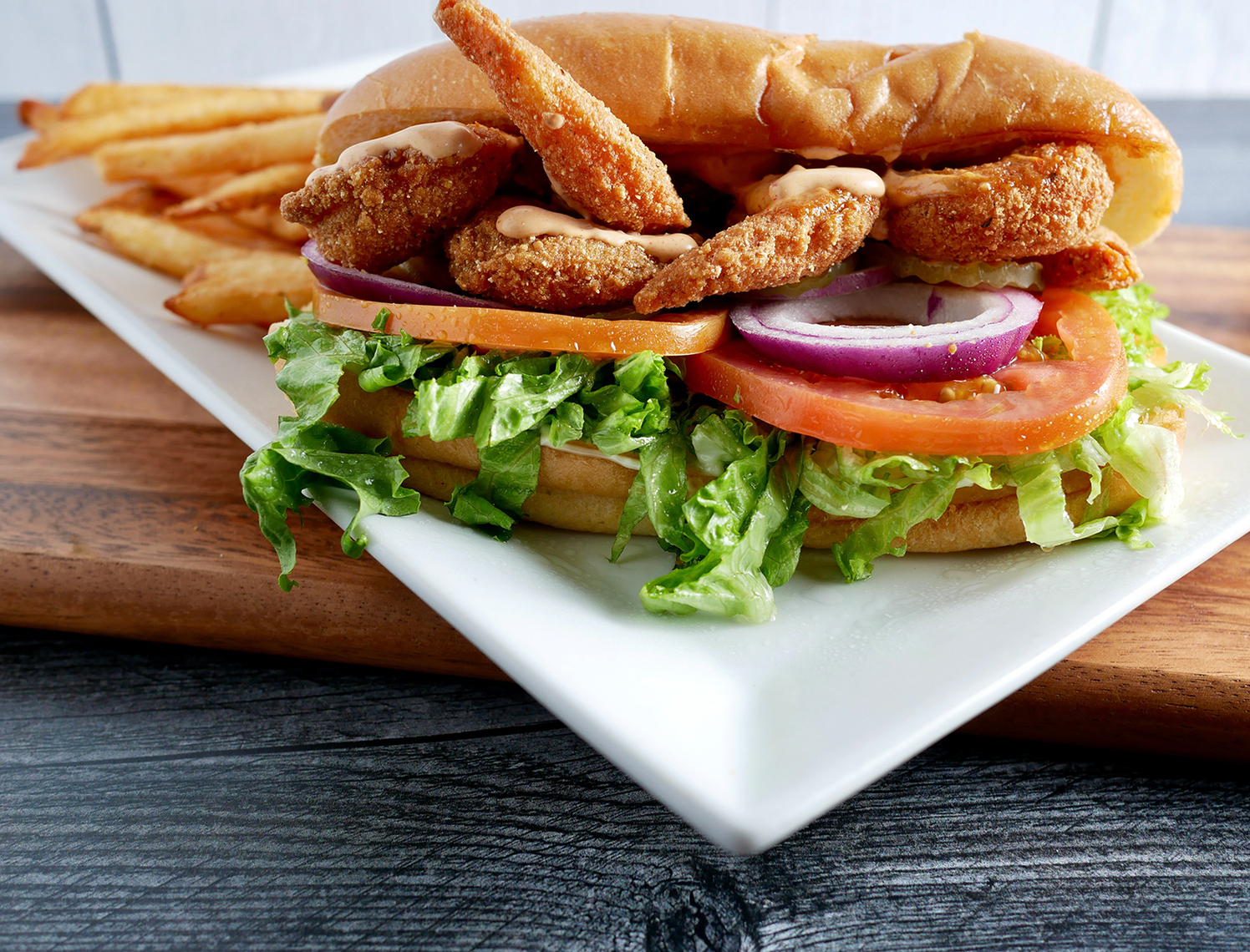 Order Po' Boy Sandwich Shrimp food online from Kocky Bar & Grill store, Fresno on bringmethat.com