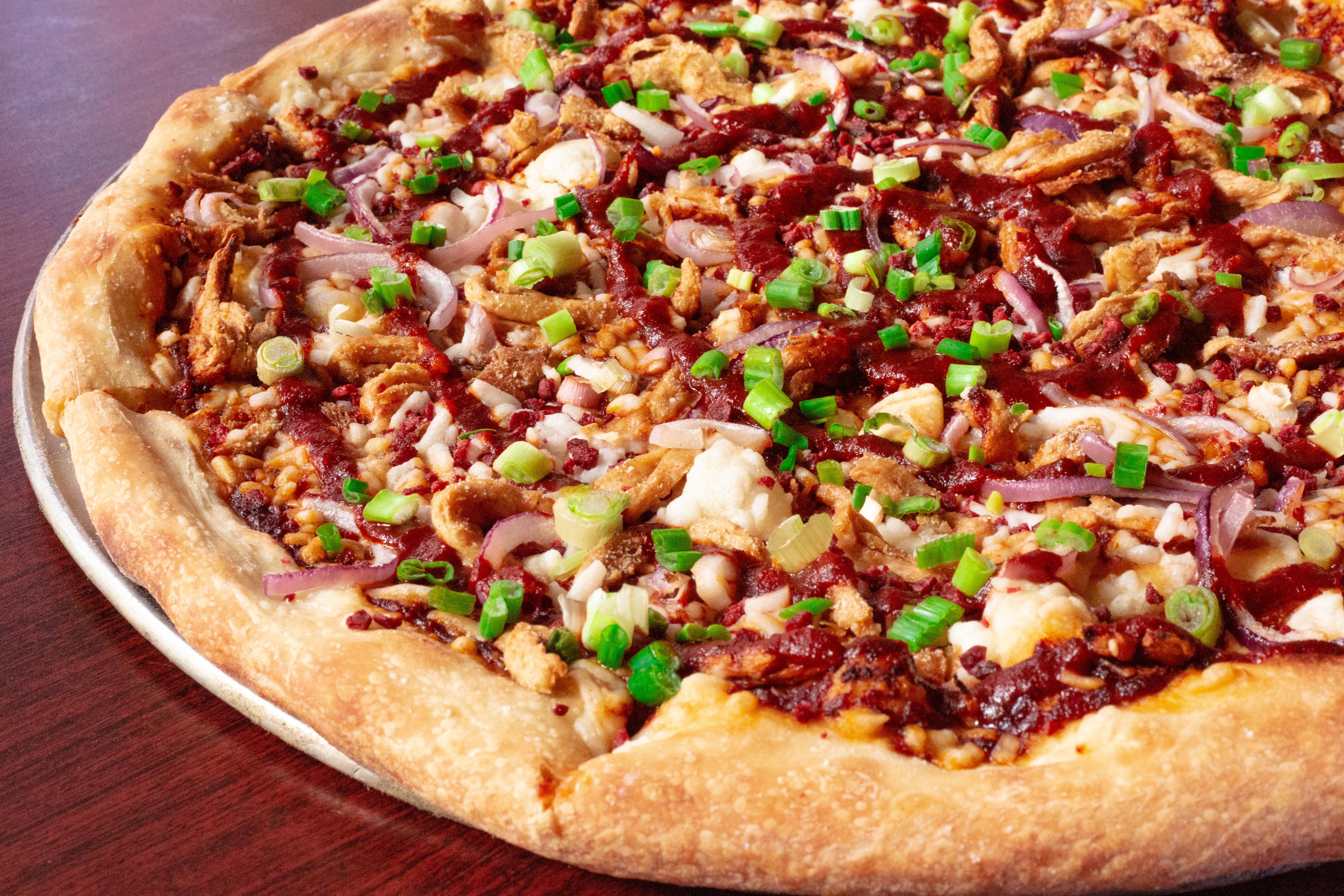 Order BBQ Soy Curl Pie food online from Atlas Pizza store, Portland on bringmethat.com