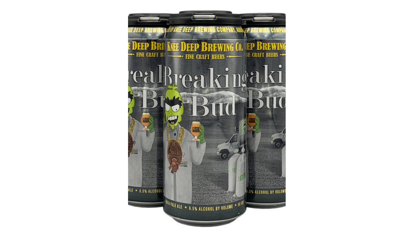 Order Knee Deep Breaking Bud IPA 4x 16oz Cans food online from Spikes Bottle Shop store, Chico on bringmethat.com