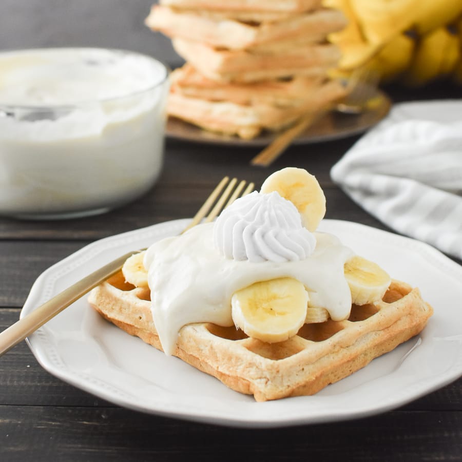 Order Waffle with Whipped Cream and Banana food online from Caffe Bene store, Jackson Heights on bringmethat.com