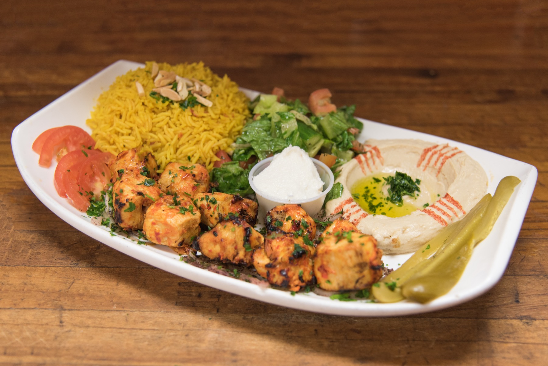 Order Tawook Plate food online from Little Arabia Lebanese Bakery & Cuisine store, Anaheim on bringmethat.com
