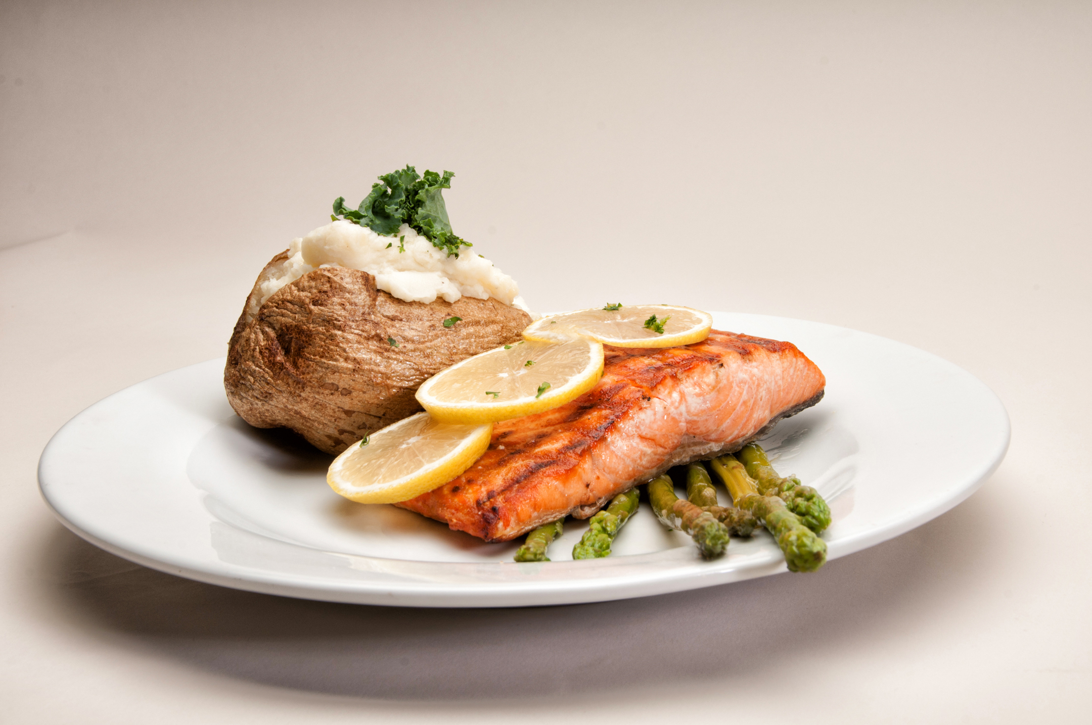 Order Grilled Salmon Steak Dinner food online from Barraco's Pizza store, Evergreen Park on bringmethat.com