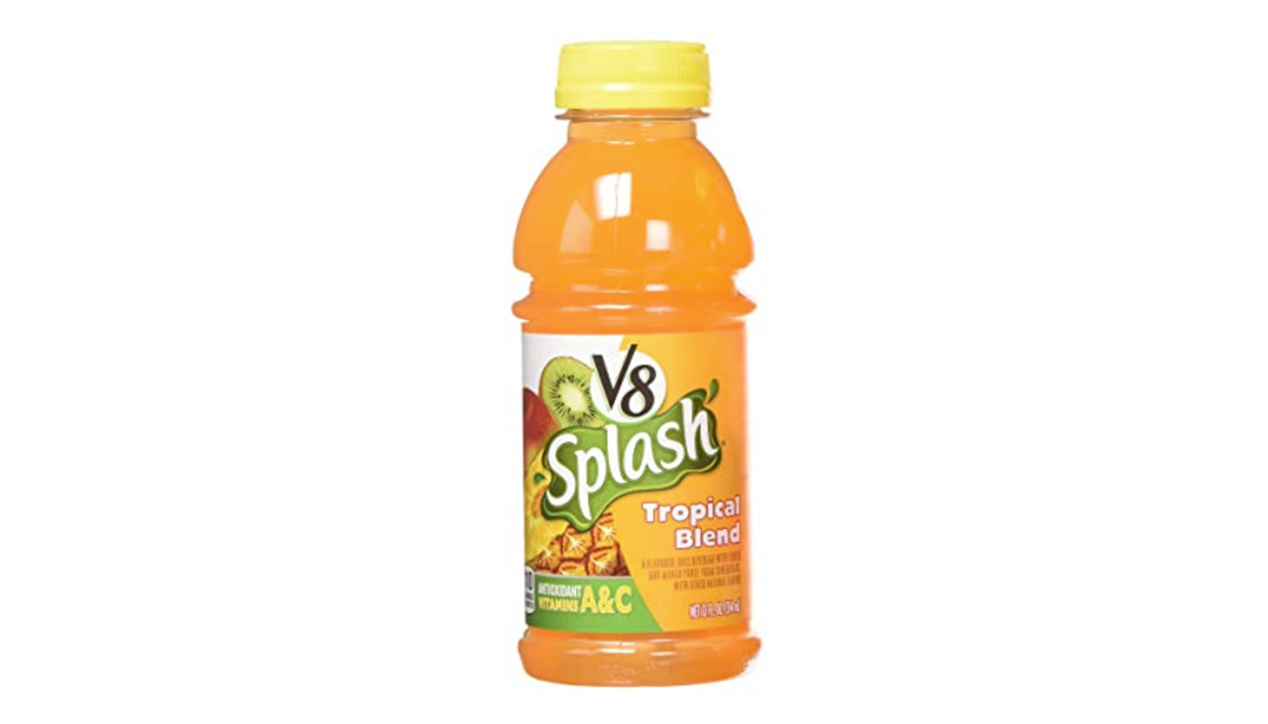 Order V8 Splash Tropical Blend 16oz Plastic Bottle food online from Plaza Market store, Baldwin Park on bringmethat.com