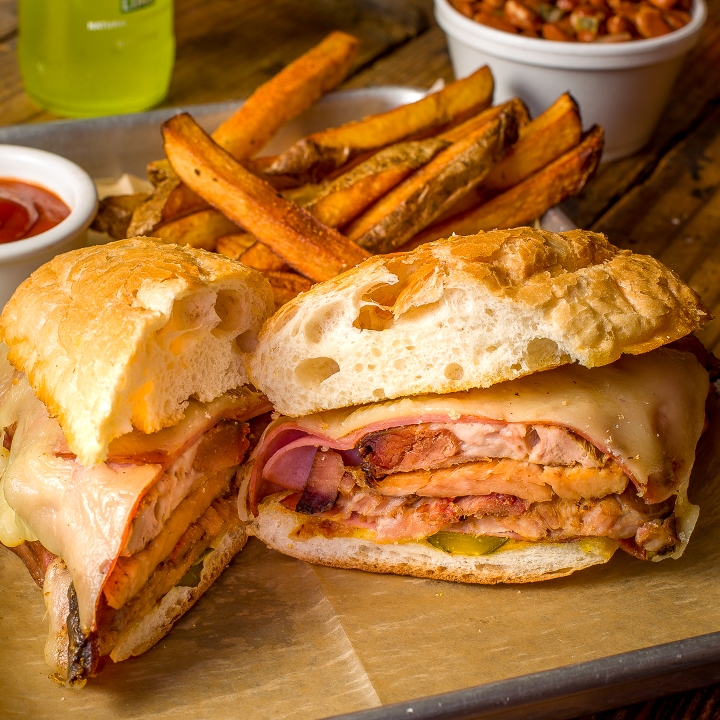 Order Cubano Sandwich with Fries food online from Atx Bodega store, Chicago on bringmethat.com