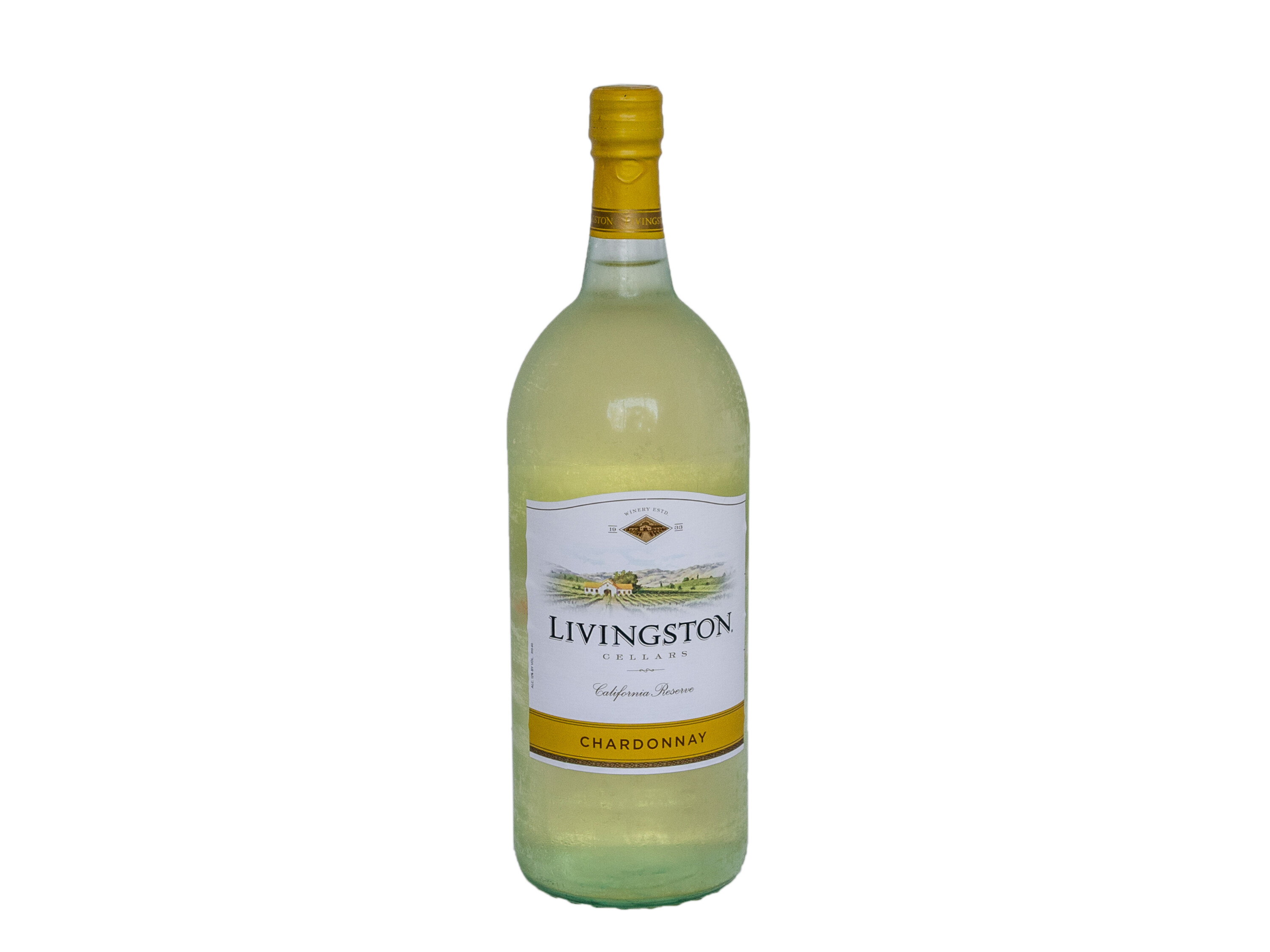 Order Livingston Cellars Chardonnay, 1.5L White Wine food online from Sandpiper Liquors store, Summerland on bringmethat.com