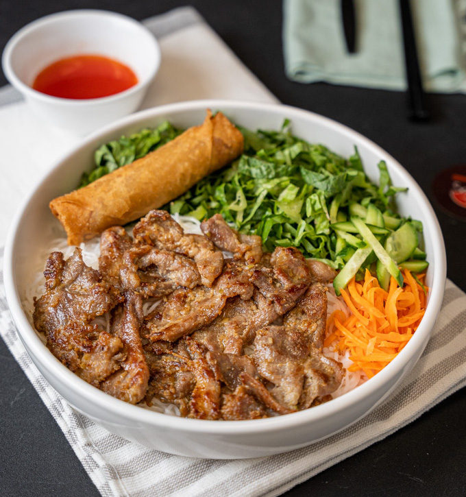 Order Grilled Pork Vermicelli with Egg Roll food online from Saiga store, Irvine on bringmethat.com