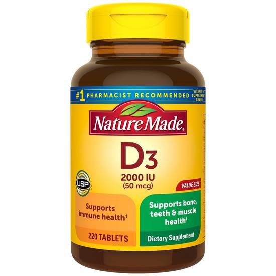 Order Nature Made Vitamin D3 2000 IU Tablets (220 ct) food online from Rite Aid store, Palm Desert on bringmethat.com
