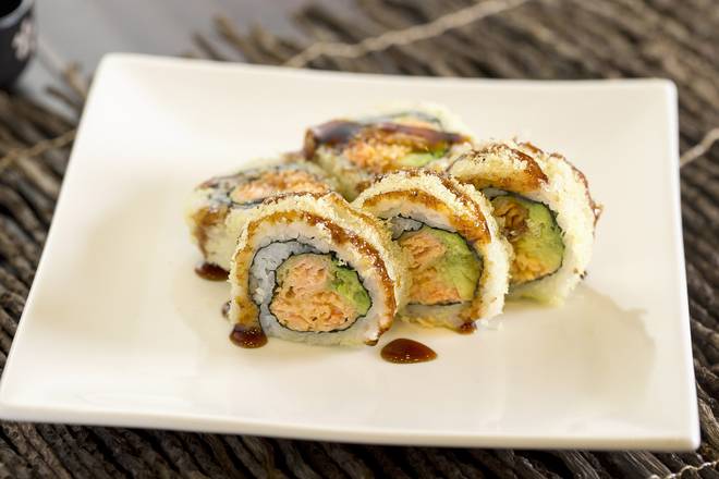 Order Crunchy Salmon Tempura Maki (5 pcs) food online from Sushi + Rotary Sushi Bar store, Aurora on bringmethat.com