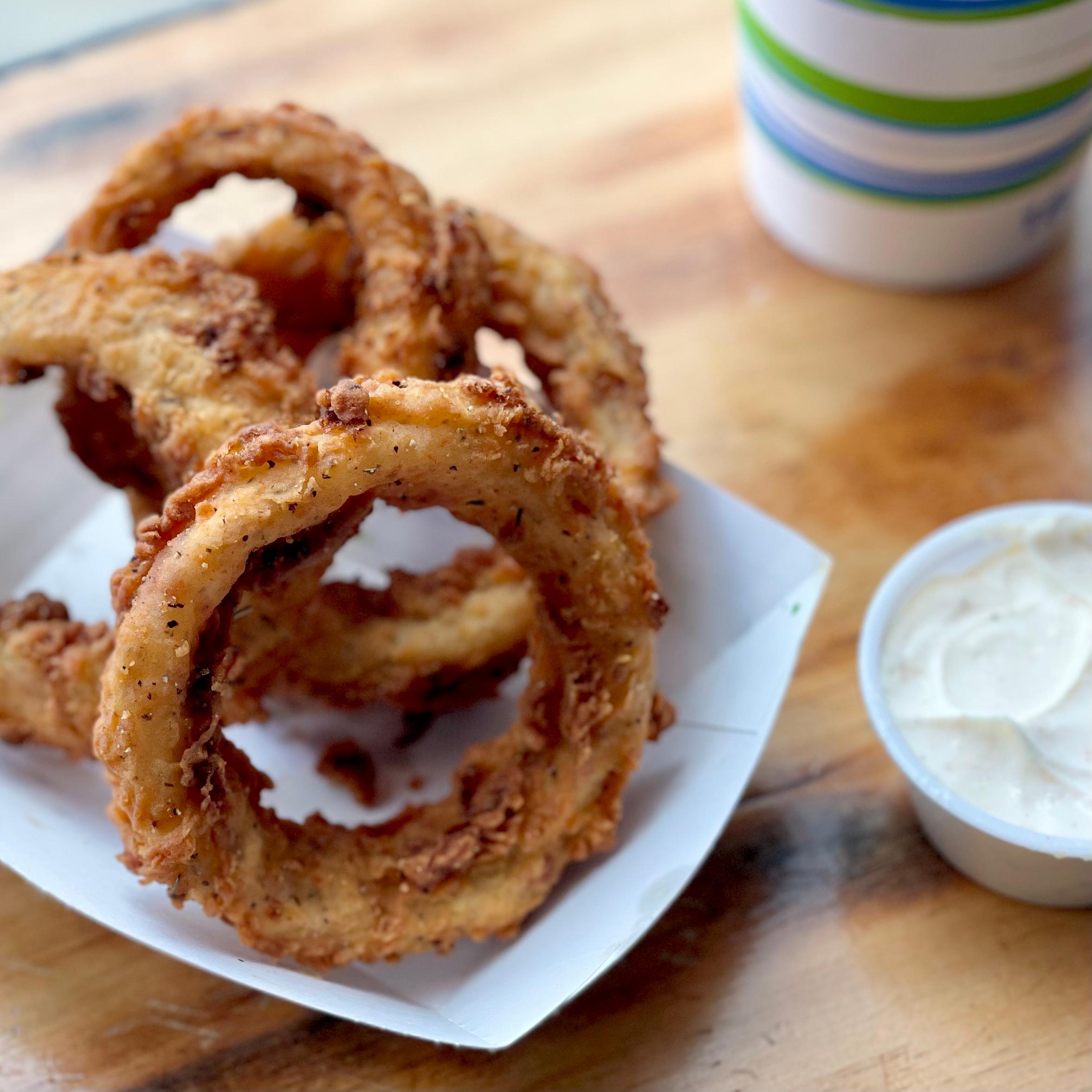 Order Breaded Onion Rings food online from Cheeseburgers - A Take-Out Joint store, Omaha on bringmethat.com