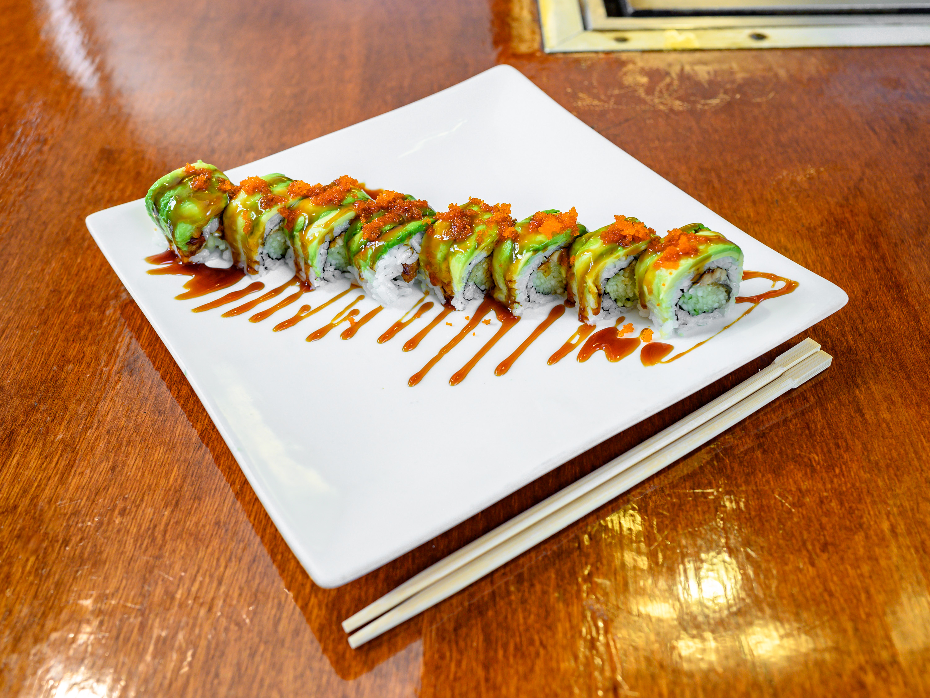 Order Dragon Special Roll  food online from Sakura Japanese Steakhouse & Sushi Bar store, Henrico on bringmethat.com