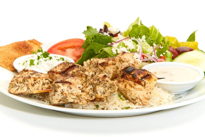 Order Grilled Chicken Kebob Feast food online from Taziki Mediterranean Café store, Tulsa on bringmethat.com