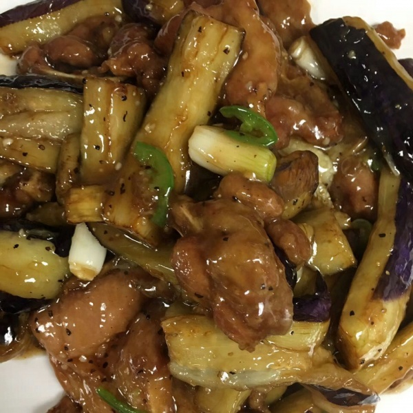 Order 85. Eggplants with Pork Chops food online from Venus Cafe store, Covina on bringmethat.com